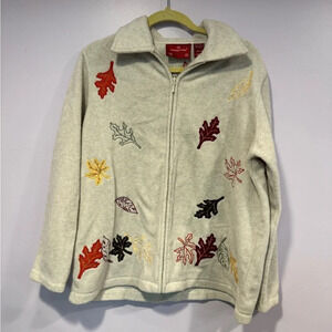 North‎ Crest embroidered fall leaves zip up jacket